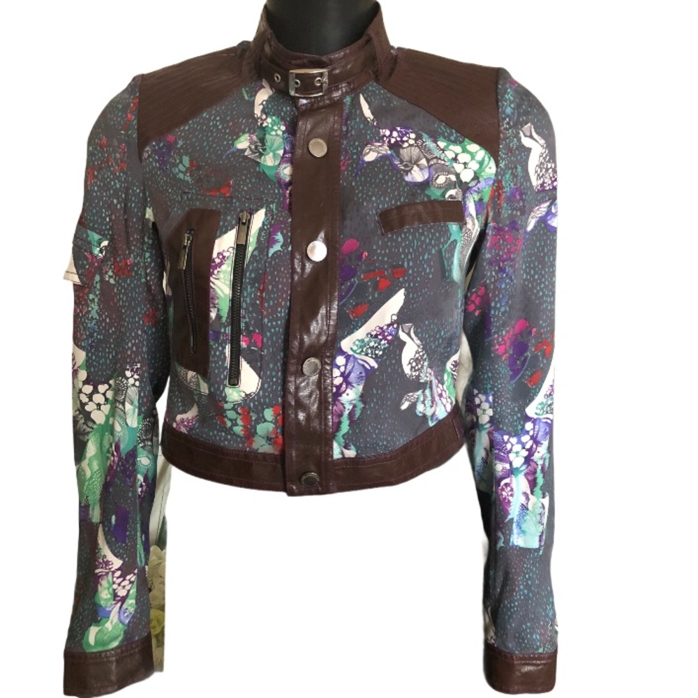 Custo Barcelona Silk Blend Crop Jacket Sz 8 - Picture 14 of 14